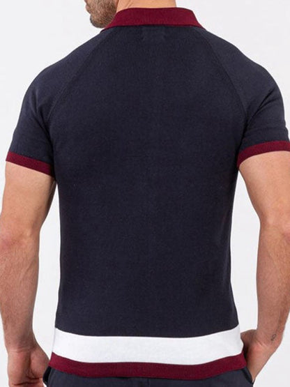 Single Breasted Paneled Color Contrast Short Sleeve Shirt